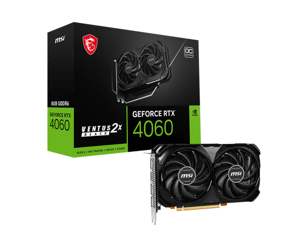 MSI GeForce RTX 4060 VENTUS 2X BLACK 8G OC Graphics Card - RTX 4060 VENTUS 2X BLACK 8G OC | A+ Grade – Excellent Condition, Tested & Verified, Comes with Original Box ASUS