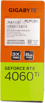 Gigabyte GeForce RTX 4060 Ti EAGLE – 8GB GDDR6 18Gbps, 128-bit, PCIe 4.0, 2x DP 1.4, 2x HDMI 2.1a, DLSS 3, Ada Lovelace – GV-N406TEAGLE-8GD