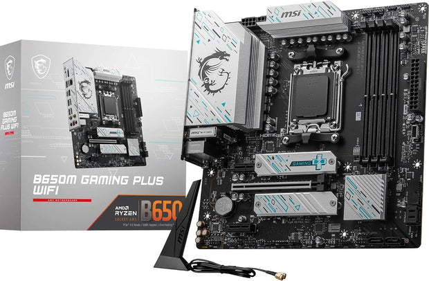 MSI B650M GAMING PLUS WIFI Motherboard, mATX - Supports AMD Ryzen 9000/8000/7000 Series, AM5, DDR5, PCIe 4.0 x16, M.2 Gen4, Wi-Fi 6E