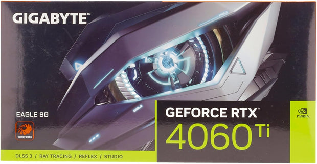 Gigabyte GeForce RTX 4060 Ti EAGLE – 8GB GDDR6 18Gbps, 128-bit, PCIe 4.0, 2x DP 1.4, 2x HDMI 2.1a, DLSS 3, Ada Lovelace – GV-N406TEAGLE-8GD