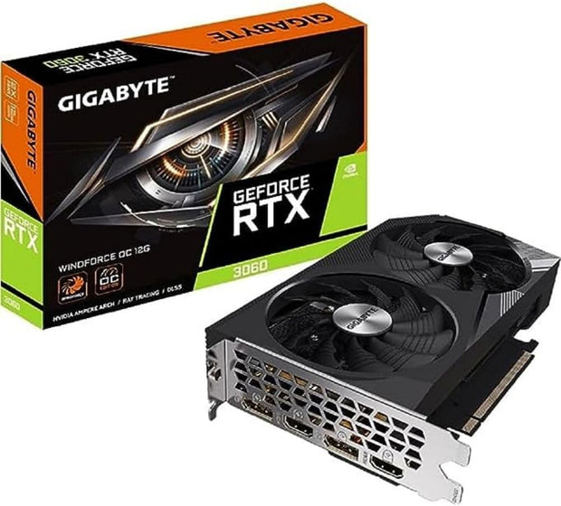 Gigabyte GeForce RTX 3060 WINDFORCE OC V2 – 12GB GDDR6, 192-bit, PCIe 4.0, 1792MHz, 2x DP 1.4, 2x HDMI 2.1, Ampere – GV-N3060WF2OC-12GD