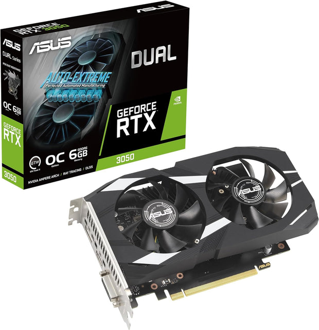 ASUS GeForce RTX 3050 DUAL OC 6GB – 1537MHz, GDDR6, PCIe 4.0, DLSS 2, HDMI 2.1, 3x DP 1.4a - DUAL-RTX3050-O6G