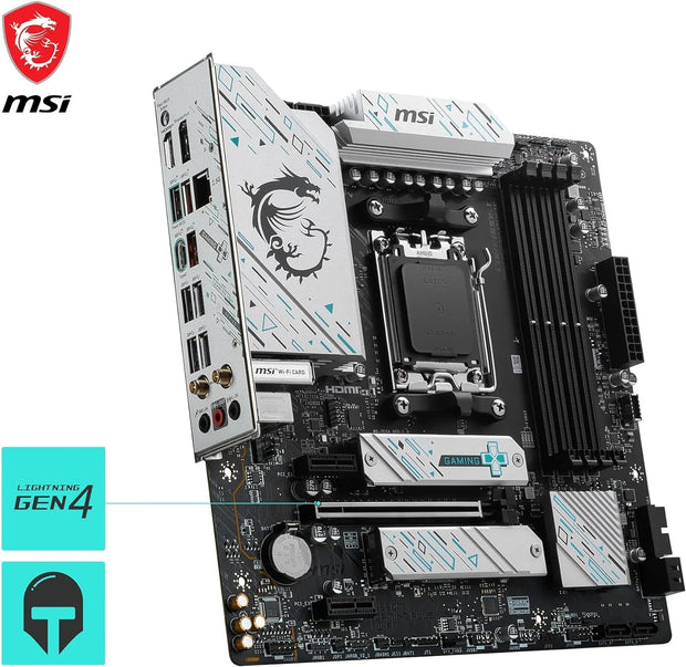 MSI B650M GAMING PLUS WIFI Motherboard, mATX - Supports AMD Ryzen 9000/8000/7000 Series, AM5, DDR5, PCIe 4.0 x16, M.2 Gen4, Wi-Fi 6E