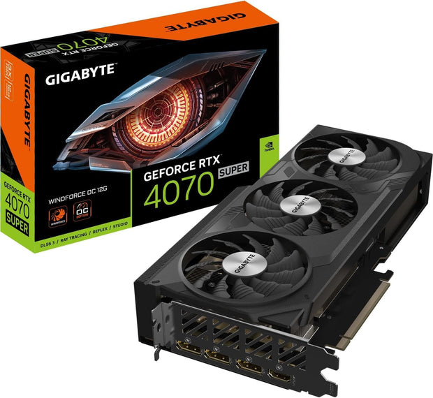 Gigabyte GeForce RTX 4070 SUPER WINDFORCE OC – 2505MHz, 12GB GDDR6X 21000MHz, PCIe 4.0, 3x DP 1.4, 1x HDMI 2.1a, DLSS 3.5 – GV-N407SWF3OC-12GD