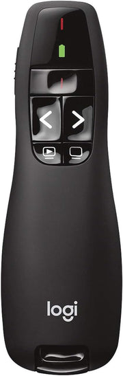 Logitech R400 Wireless Presenter – Red Laser, USB Receiver, 15m Range, 6 Buttons, Slide Control, Black- 910-001356 Logitech