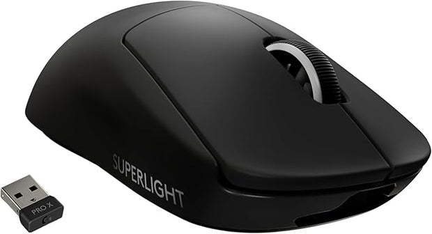 Logitech G PRO SUPERLIGHT Wireless Gaming Mouse – Ultra-Lightweight 63g, HERO 25K Sensor, 25,600 DPI, 5 Programmable Buttons, Long Battery Life – Black - 910-005881