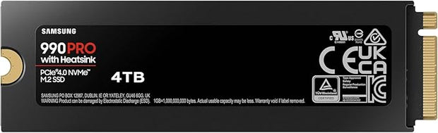 Samsung 990 PRO 4TB NVMe SSD with Heatsink, PCIe 4.0, RGB, 7450/6900 MB/s – Gaming & Editing- MZ-V9P4T0CW Samsung