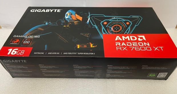 Gigabyte Radeon RX 7600 XT GAMING OC 16GB – 2810MHz, GDDR6 18000MHz, PCIe 4.0, 2x DP 1.4, 2x HDMI 2.1a, RDNA, RGB Fusion – GV-R76XTGAMING OC-16GD | A+ Grade – Excellent Condition, Tested & Verified, Comes with Original Box Gigabyte