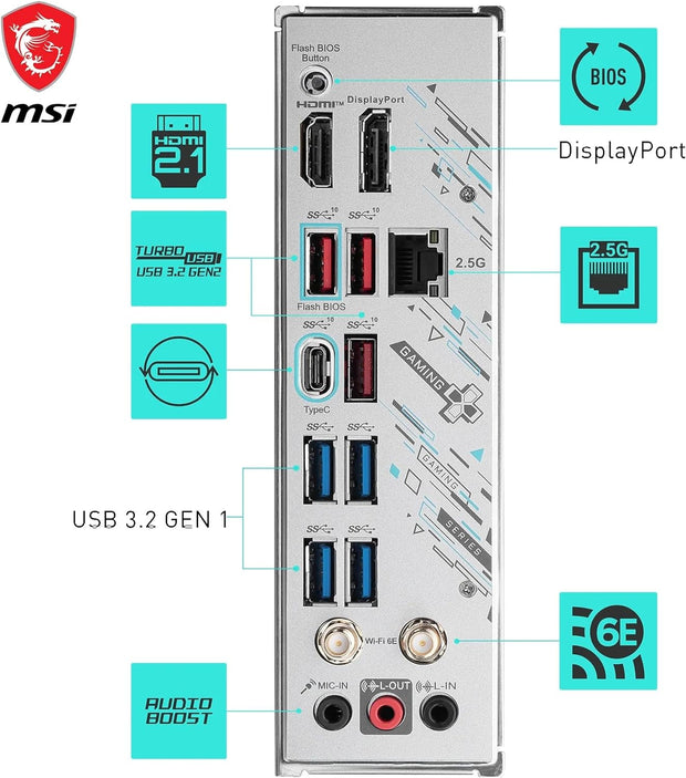 MSI B650M GAMING PLUS WIFI Motherboard, mATX - Supports AMD Ryzen 9000/8000/7000 Series, AM5, DDR5, PCIe 4.0 x16, M.2 Gen4, Wi-Fi 6E