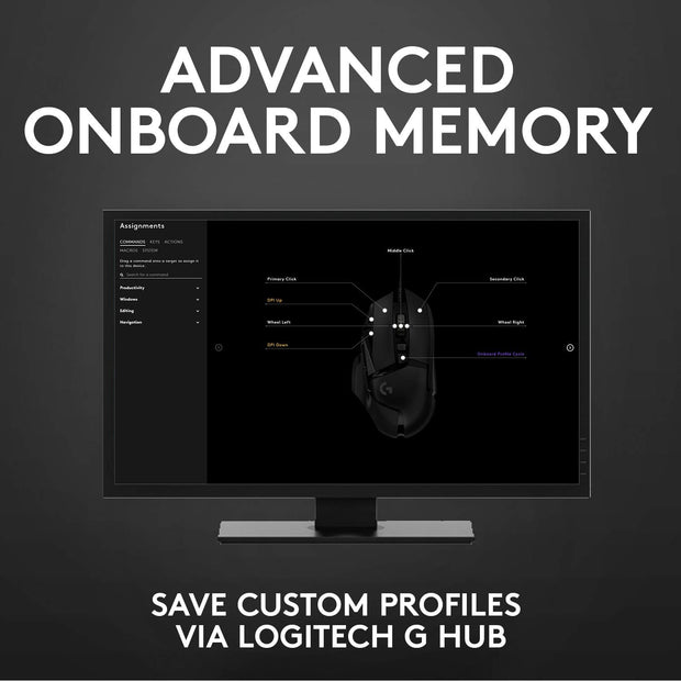 Logitech G502 HERO Wired Gaming Mouse – HERO 25K Sensor, 25,600 DPI, RGB, Adjustable Weights, 11 Programmable Buttons, On-Board Memory – Black - 910-005471
