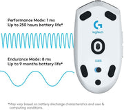 Logitech G305 Lightspeed Wireless Gaming Mouse – HERO Sensor, 12,000 DPI, 6 Buttons, 250h Battery, White- 910-005292 Logitech