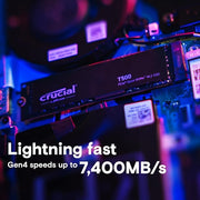 Crucial T500 1TB Gen4 NVMe M.2 SSD – Up to 7300MB/s, Gaming-Grade, TLC, DirectStorage Support- CT1000T500SSD8 Crucial