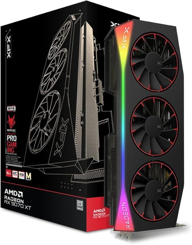 XFX Mercury AMD Radeon RX 9070XT OC Magnetic Air Edition with RGB 16GB GDDR6 Graphics Card, Black- RX-97TMARGB9 XFX