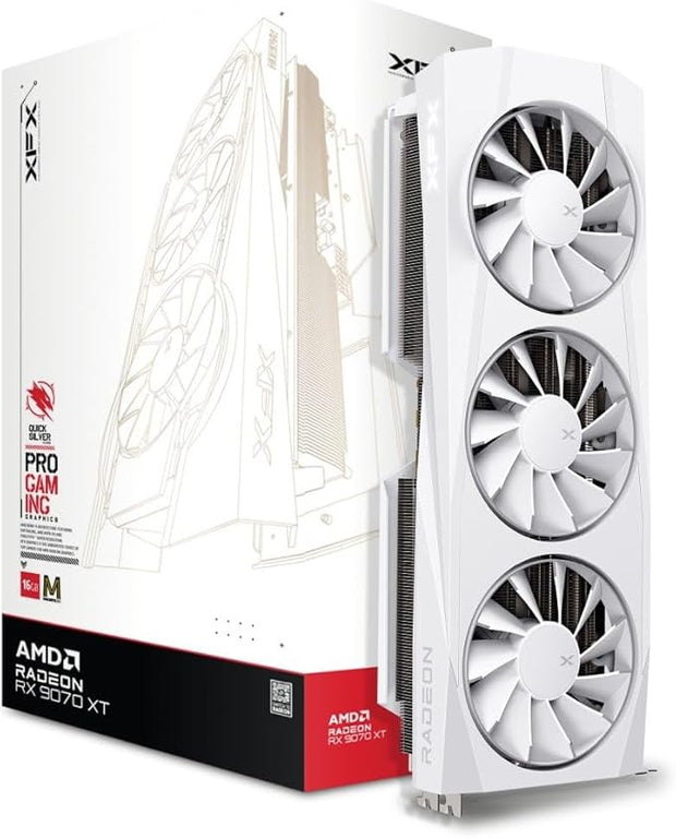 XFX Quicksilver AMD Radeon RX9070 XT Magnetic Air Edition 16GB, White- RX-97TMAQKW9 XFX