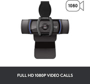 Logitech C920S HD Pro Webcam, 1080p/30fps, Stereo Audio, Light Correction, Privacy Shutter, Works with PC, Mac, Laptop, Tablet, Xbox. - Black- 960-001252