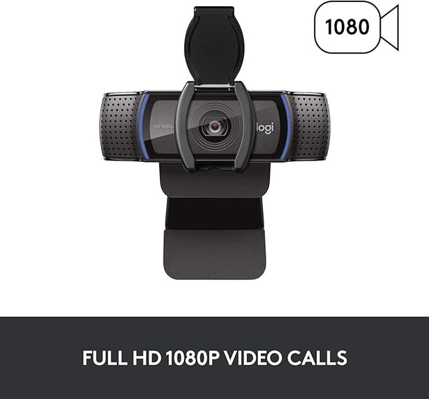 Logitech C920S HD Pro Webcam, 1080p/30fps, Stereo Audio, Light Correction, Privacy Shutter, Works with PC, Mac, Laptop, Tablet, Xbox. - Black- 960-001252