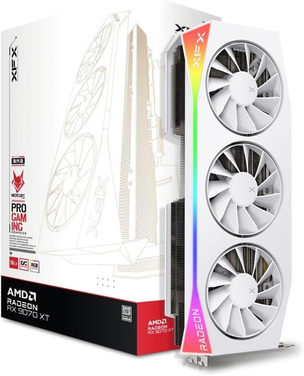 XFX Mercury AMD Radeon RX 9070XT OC White Gaming Edition with RGB- RX-97TRGBBW9 XFX
