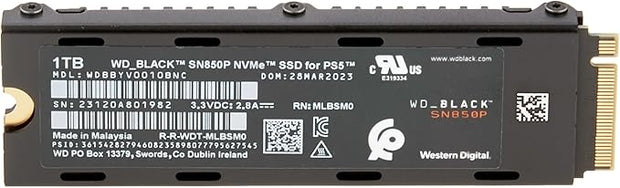 WD_BLACK SN850P 1TB PS5 SSD, M.2 2280 PCIe NVMe, 7300 MB/s, Heatsink - WDBBYV0010BNC-WRSN