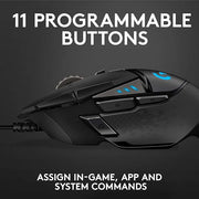 Logitech G502 HERO Wired Gaming Mouse – HERO 25K Sensor, 25,600 DPI, RGB, Adjustable Weights, 11 Programmable Buttons, On-Board Memory – Black - 910-005471