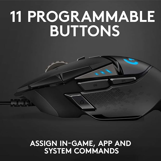 Logitech G502 HERO Wired Gaming Mouse – HERO 25K Sensor, 25,600 DPI, RGB, Adjustable Weights, 11 Programmable Buttons, On-Board Memory – Black - 910-005471
