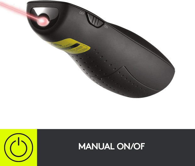 Logitech R400 Wireless Presenter – Red Laser, USB Receiver, 15m Range, 6 Buttons, Slide Control, Black- 910-001356 Logitech
