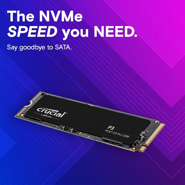 Crucial P3 1TB NVMe M.2 SSD – PCIe Gen 3, Up to 3500MB/s, Acronis Edition- CT1000P3SSD801 Crucial