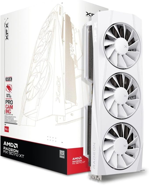 XFX Quicksilver AMD Radeon RX 9070XT Gaming Edition 16GB GDDR6 Graphics Card, White- RX-97TQICKW9 XFX