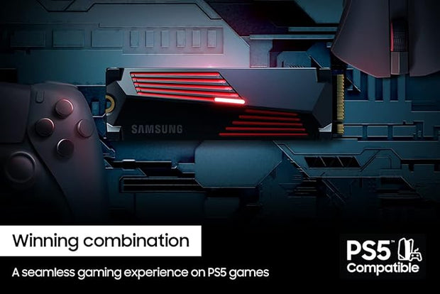 Samsung 990 PRO 1TB NVMe SSD w/ Heatsink, PCIe 4.0, M.2 – Ultra-Fast Storage for PS5 & PC -V9P2T0GW Samsung