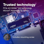 Crucial P3 Plus 4TB NVMe Gen4 SSD – Up to 4800MB/s, M.2 Internal Drive for Laptops & Desktops-CT4000P3PSSD801 Crucial