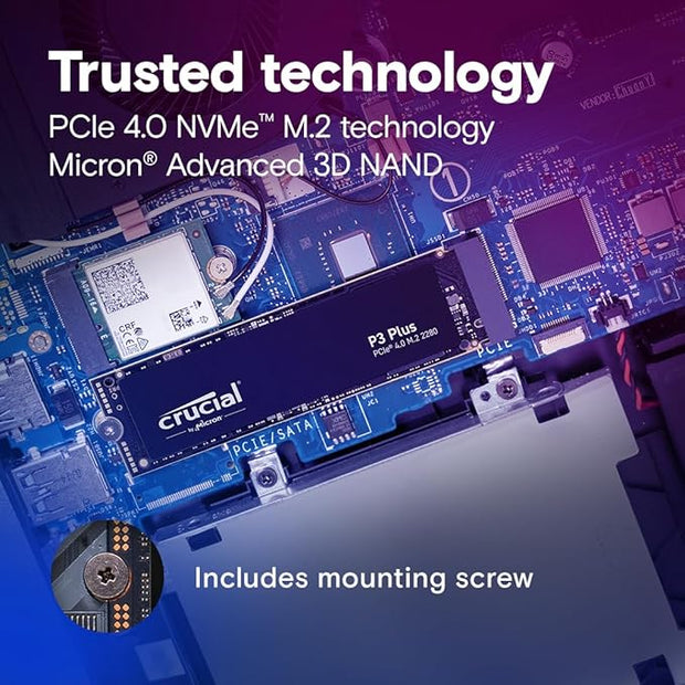Crucial P3 Plus 4TB NVMe Gen4 SSD – Up to 4800MB/s, M.2 Internal Drive for Laptops & Desktops-CT4000P3PSSD801 Crucial