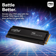 Crucial T500 2TB Gen4 M.2 NVMe SSD with Heatsink – Up to 7400MB/s, PS5 & PC Compatible, TLC NAND- CT2000T500SSD5 Crucial