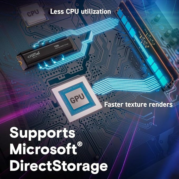 Crucial T500 2TB Gen4 M.2 NVMe SSD with Heatsink – Up to 7400MB/s, PS5 & PC Compatible, TLC NAND- CT2000T500SSD5 Crucial