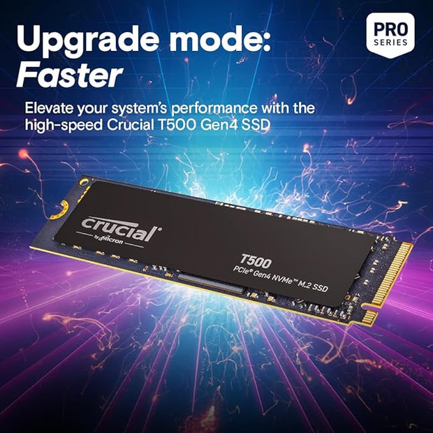Crucial T500 1TB Gen4 NVMe M.2 SSD – Up to 7300MB/s, Gaming-Grade, TLC, DirectStorage Support- CT1000T500SSD8 Crucial