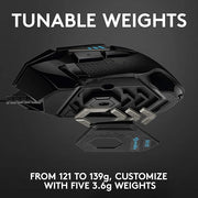 Logitech G502 HERO Wired Gaming Mouse – HERO 25K Sensor, 25,600 DPI, RGB, Adjustable Weights, 11 Programmable Buttons, On-Board Memory – Black - 910-005471