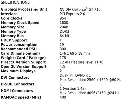 MSI GeForce GT 710 2GD3H LP Graphics Card - 2GB DDR3, VGA, DVI-D, HDMI, Passive Cooling