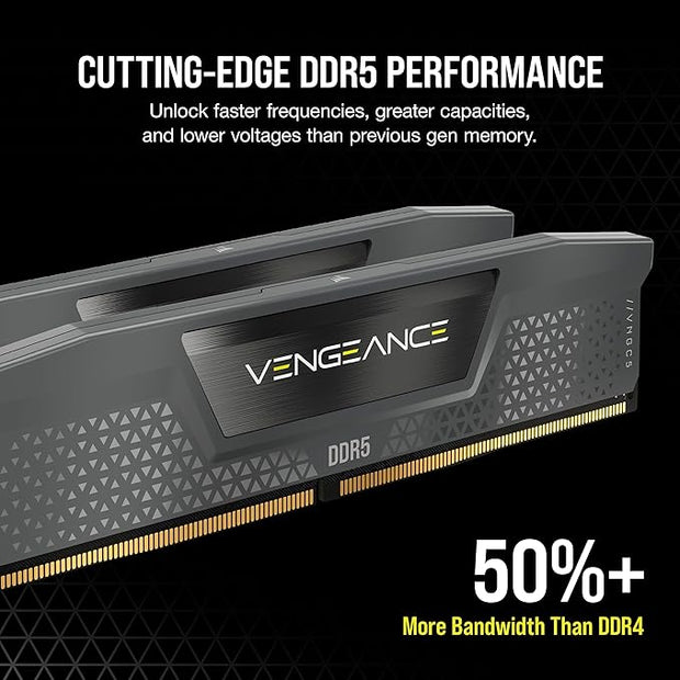 Corsair VENGEANCE DDR5 32GB (2x16GB) 6000MHz CL30 – AMD EXPO, Intel XMP 3.0 – Grey (CMK32GX5M2B6000Z30)