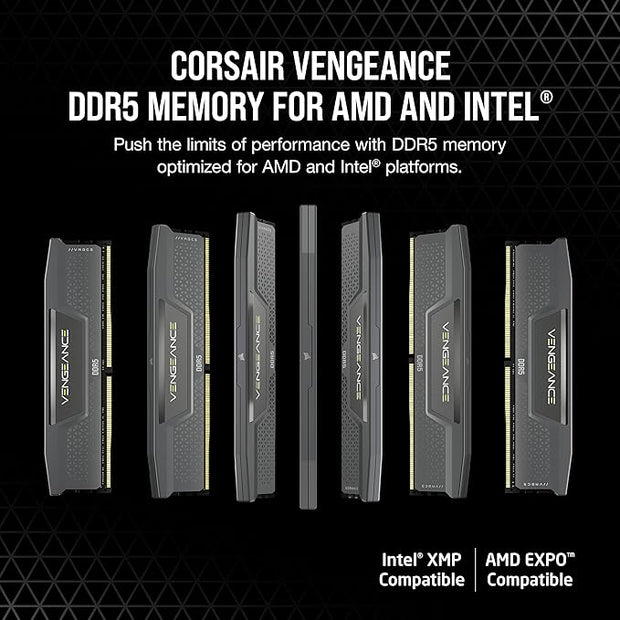 Corsair VENGEANCE DDR5 32GB (2x16GB) 6000MHz CL30 – AMD EXPO, Intel XMP 3.0 – Grey (CMK32GX5M2B6000Z30)