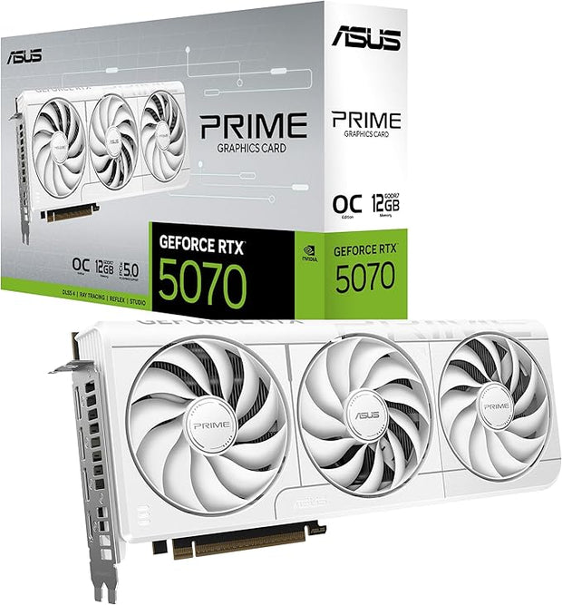 ASUS PRIME GeForce RTX™ 5070 White OC Edition 12GB GDDR7-90YV0M19-M0NA00 | A+ Grade – Excellent Condition, Tested & Verified, Comes with Original Box ASUS