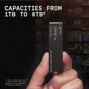 WD_BLACK SN850X 1TB SSD, M.2 2280 PCIe Gen4 NVMe, 7300 MB/s Read, 6300 MB/s Write, High Performance - WDS100T2X0E