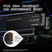 WD_BLACK SN770 2TB PCIe Gen4 NVMe SSD, 5150 MB/s Read Speed - WDS200T3X0E