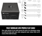 Thermaltake Toughpower GF3 1000W PSU, ATX 3.0, PCIe 5.0, 80+ Gold, 12VHPWR Connectors for RTX 40 Series - PS-TPD-1000FNFAGU-4