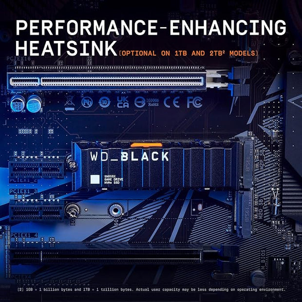 WD_BLACK SN850X 2TB M.2 NVMe Gen4 SSD – Up to 7300MB/s, Heatsink, High-Performance Gaming Drive- WDS200T2XHE WD_BLACK