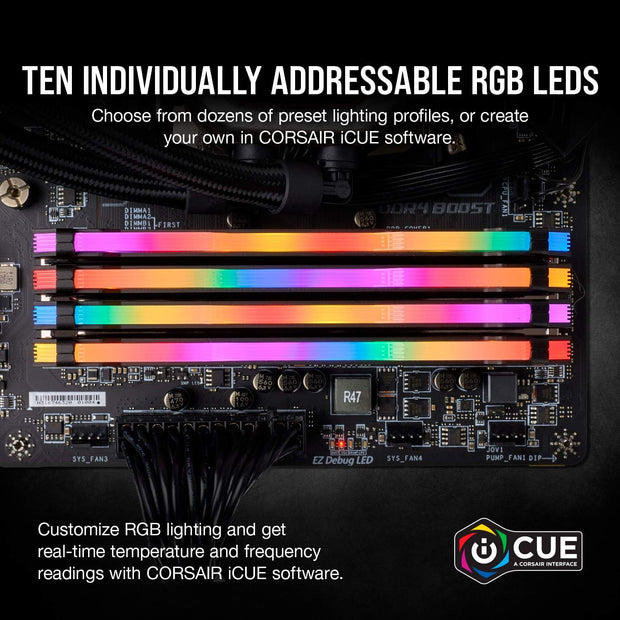 Corsair VENGEANCE RGB PRO DDR4 32GB (2x16GB) 3600MHz CL18 – AMD Ryzen, iCUE Compatible – Black (CMW32GX4M2Z3600C18)