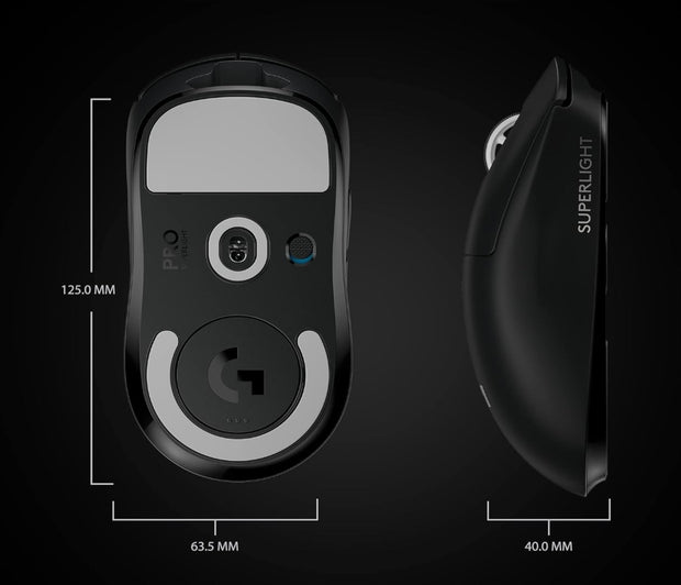 Logitech G PRO SUPERLIGHT Wireless Gaming Mouse – Ultra-Lightweight 63g, HERO 25K Sensor, 25,600 DPI, 5 Programmable Buttons, Long Battery Life – Black - 910-005881