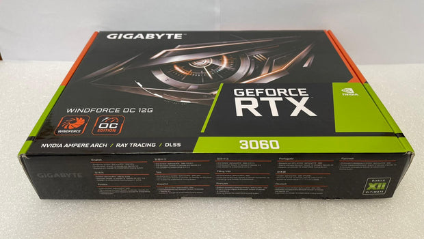 Gigabyte GeForce RTX 3060 WINDFORCE OC V2 – 12GB GDDR6, 192-bit, PCIe 4.0, 1792MHz, 2x DP 1.4, 2x HDMI 2.1, Ampere – GV-N3060WF2OC-12GD| A+ Grade – Excellent Condition, Tested & Verified, Comes with Original Box Gigabyte